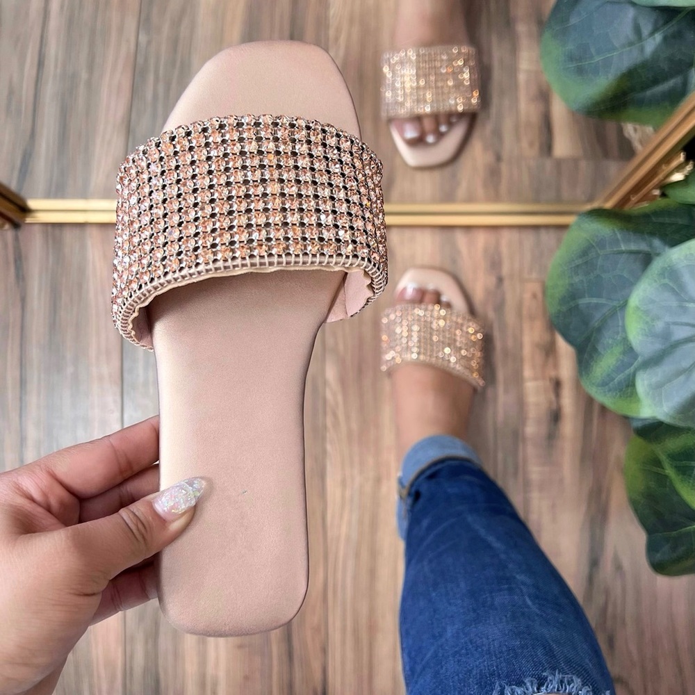 Melody rhinestone sandals - Rose Gold